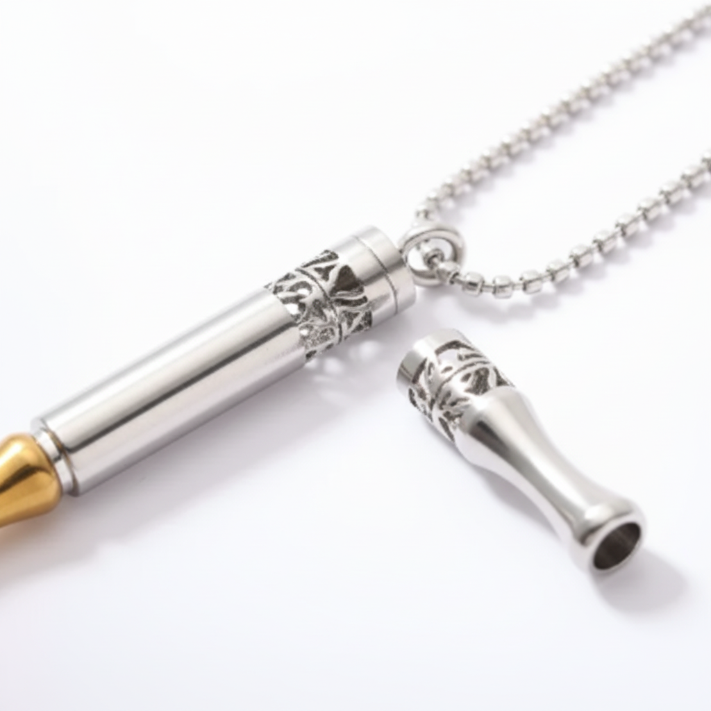 AuraReset™ Breathing Necklace close-up detail showing bamboo carved design